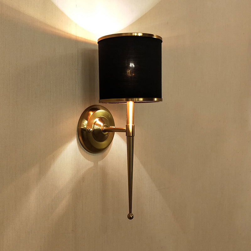 American Messing Wandlauchzylinderwandleuchte mit natürlicher Sackleinen für Wohnzimmer