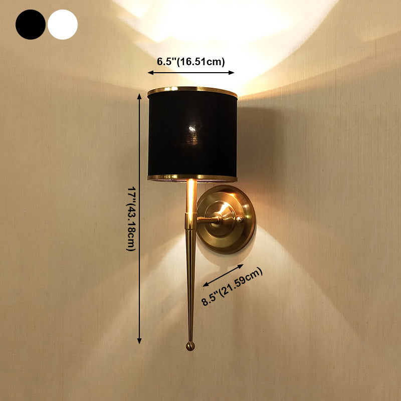 American Messing Wandlauchzylinderwandleuchte mit natürlicher Sackleinen für Wohnzimmer