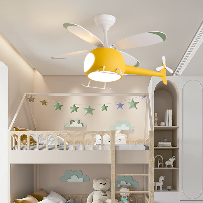 Deckenleuchte im Cartoon -Stil Lampe Metal Semi Flush Mount Leuchte mit Holzlüfterklinge