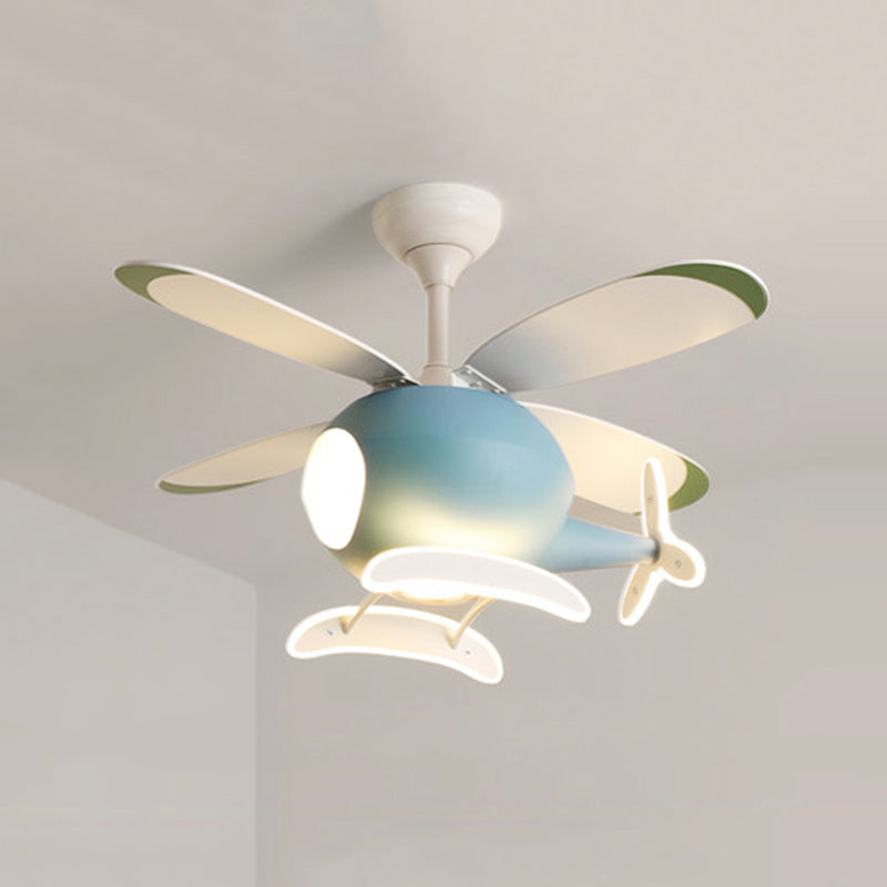 Deckenleuchte im Cartoon -Stil Lampe Metal Semi Flush Mount Leuchte mit Holzlüfterklinge