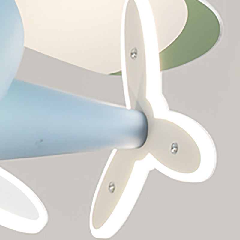 Deckenleuchte im Cartoon -Stil Lampe Metal Semi Flush Mount Leuchte mit Holzlüfterklinge