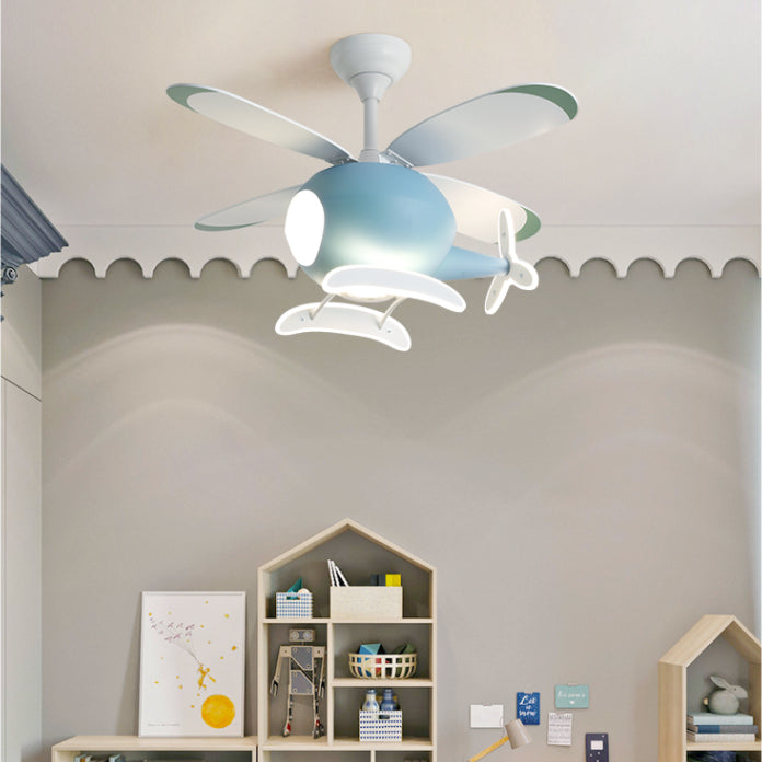 Deckenleuchte im Cartoon -Stil Lampe Metal Semi Flush Mount Leuchte mit Holzlüfterklinge