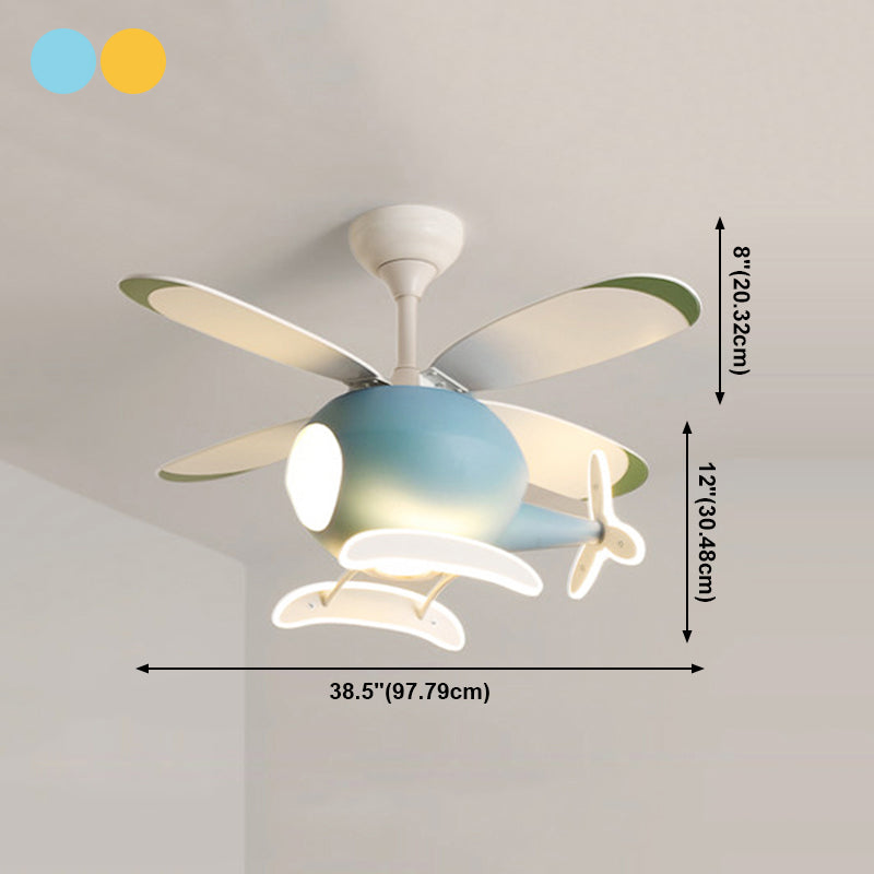 Deckenleuchte im Cartoon -Stil Lampe Metal Semi Flush Mount Leuchte mit Holzlüfterklinge