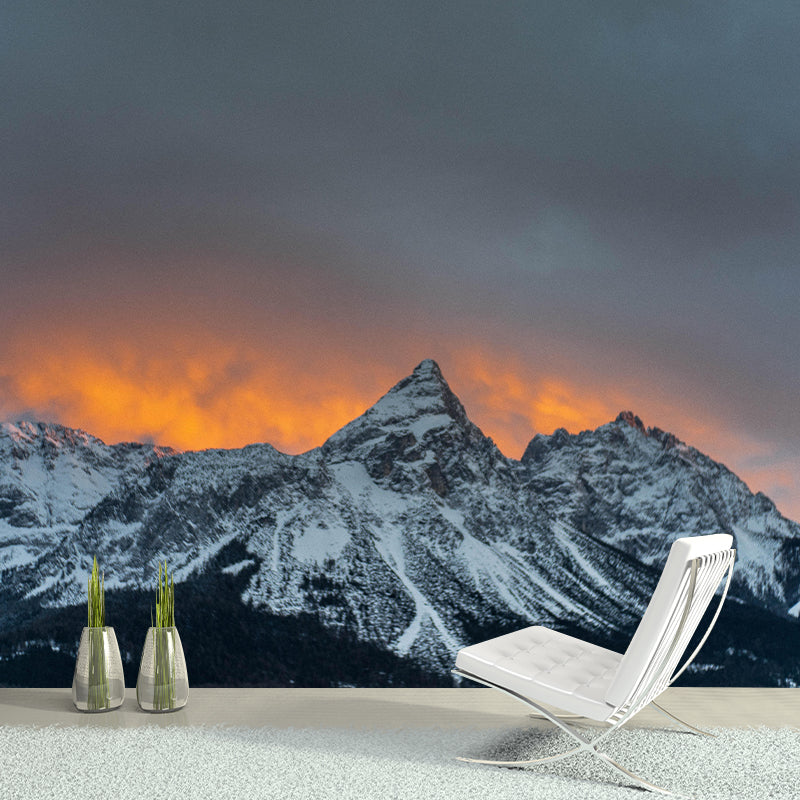 Snow Scene Style Mountain Wall Mural Wallpaper Photography Mildew Resistant Wall Covering