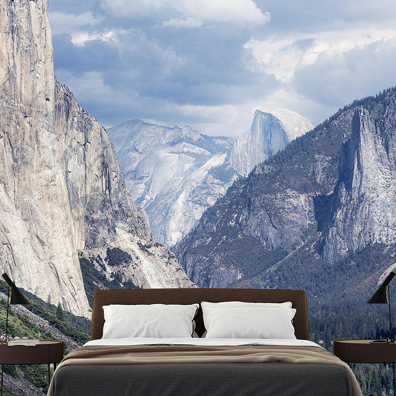 Natural Style Mountain Wall Mural Wallpaper Photography Mildew Resistant for Bedroom
