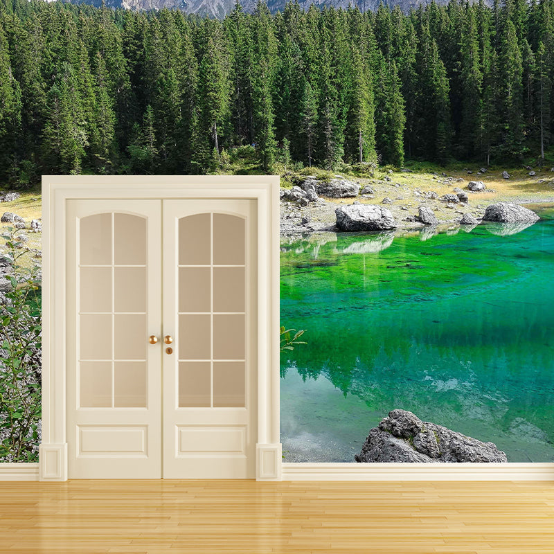 Natural Scenery Forest Wall Mural Wallpaper Photography Mildew Resistant for Sitting Room