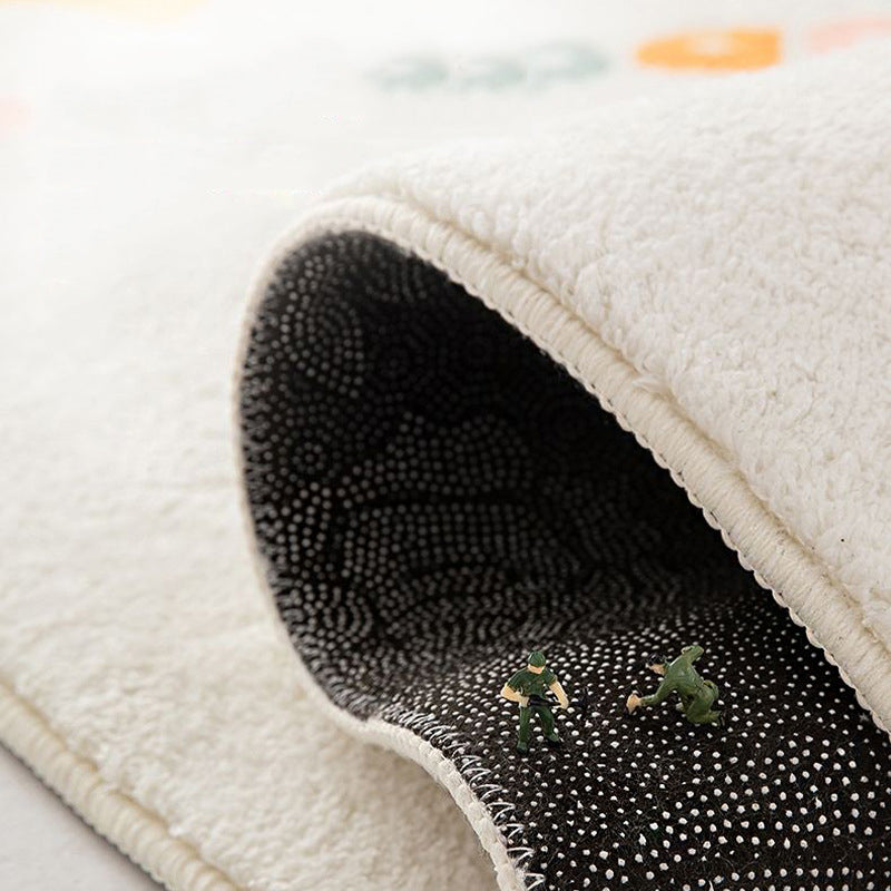 White Modern Rug Polyester Pattern Rug Stain Resistant Rug for Living Room