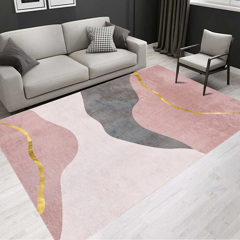 Tapis gris moderne polyester tapis lavable simple pour le salon