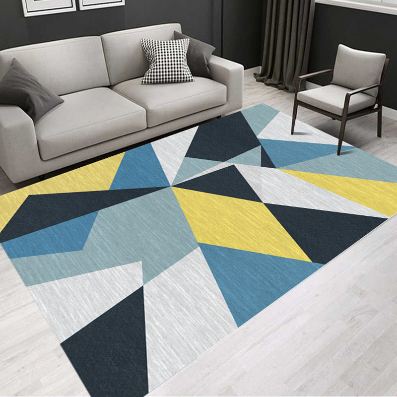 Tapis gris moderne polyester tapis lavable simple pour le salon