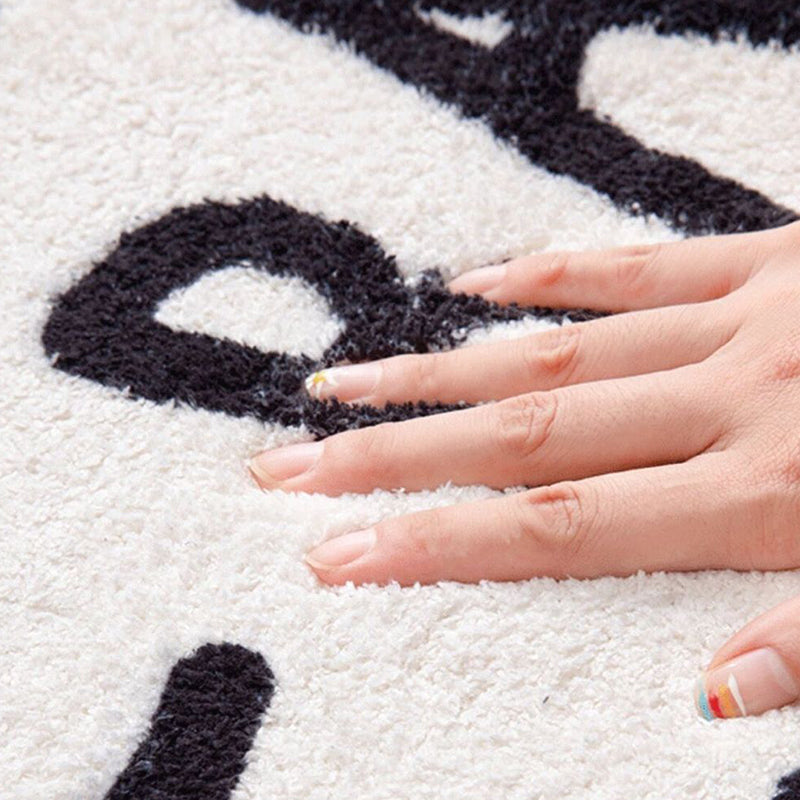 Dark Gray Patchwork Rug Polyester Modern Rug Washable Rug for Home Decor