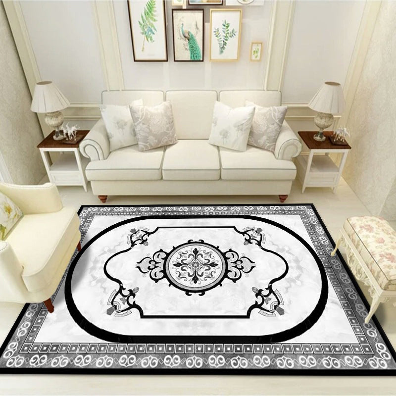 Brown Luxury Rug Polyester Graphic Rug Stain Resistant Rug for Living Room
