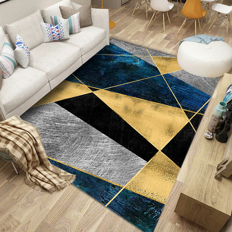 Black Modern Rug Polyester Abstract Stripe Rug Washable Rug for Home Decor