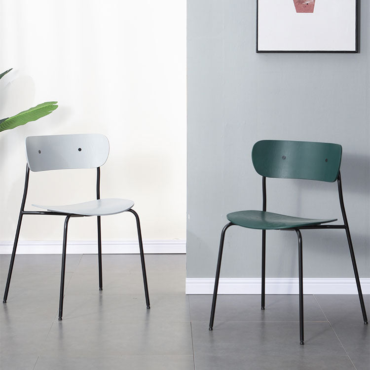 Silla industrial sin brazos para interiores y exteriores, silla de comedor con respaldo abierto de metal