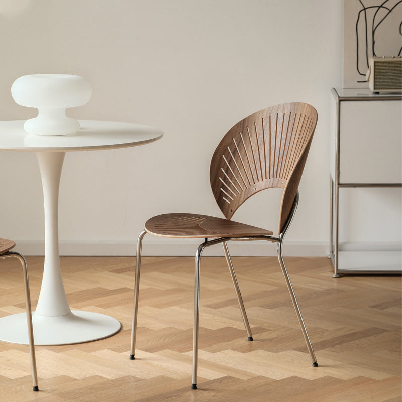 Industriële armloze stoelen indoor-outdoor massief houten eetstoelstoel