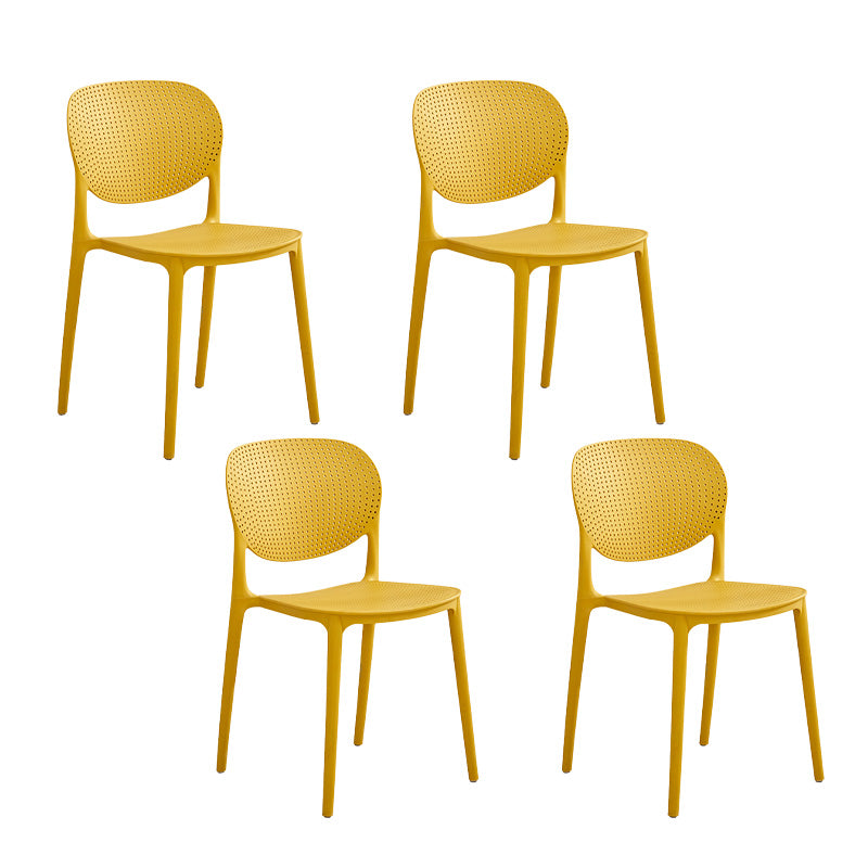 Silla lateral moderna de plástico para interior y exterior, silla lateral de comedor con respaldo abierto para el hogar