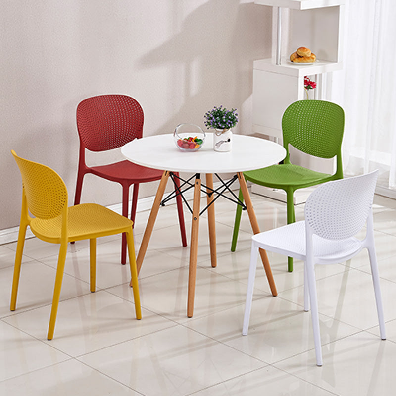 Silla lateral moderna de plástico para interior y exterior, silla lateral de comedor con respaldo abierto para el hogar