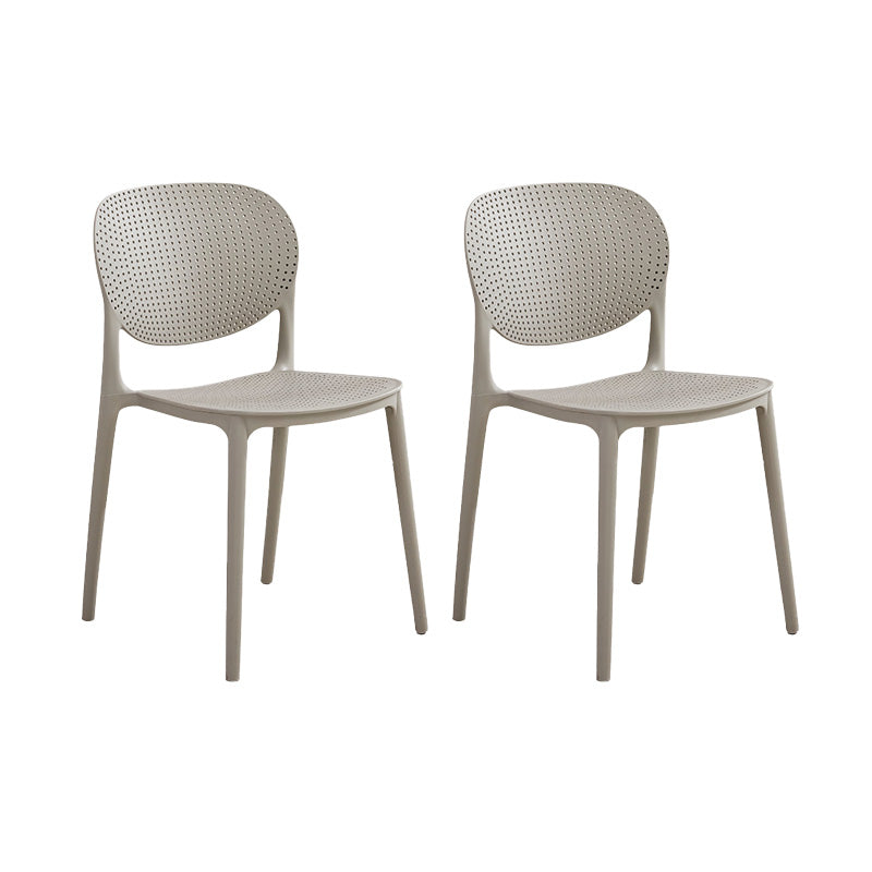Silla lateral moderna de plástico para interior y exterior, silla lateral de comedor con respaldo abierto para el hogar