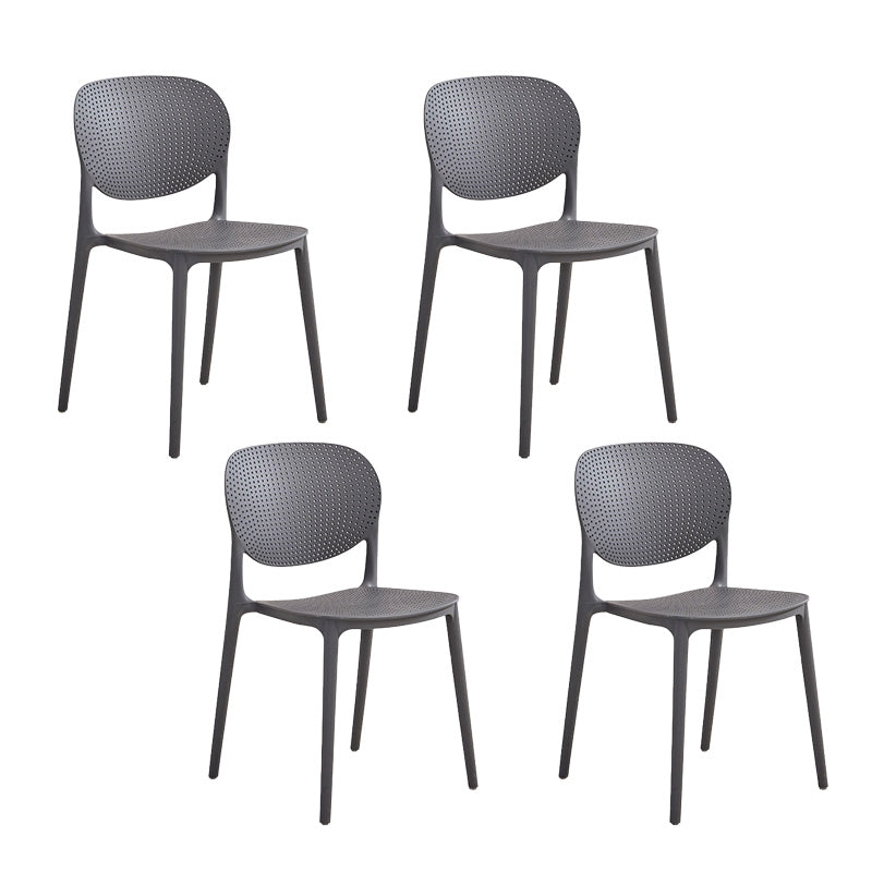 Silla lateral moderna de plástico para interior y exterior, silla lateral de comedor con respaldo abierto para el hogar