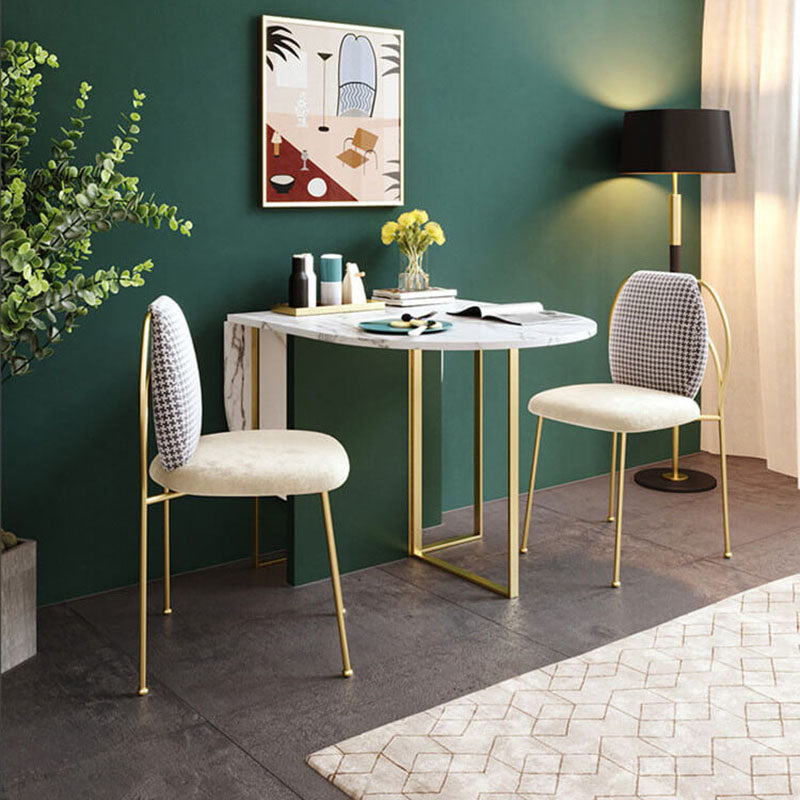 Sillas de comedor estilo Glam, silla sin brazos para comedor de cocina con patas de metal