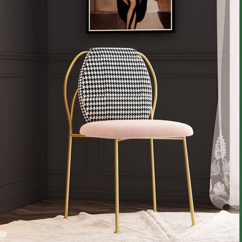 Sillas de comedor estilo Glam, silla sin brazos para comedor de cocina con patas de metal