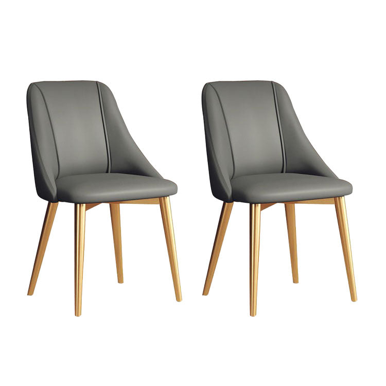 Silla de comedor de cuero de estilo nórdico, sillas de comedor de metal sin brazos para uso doméstico