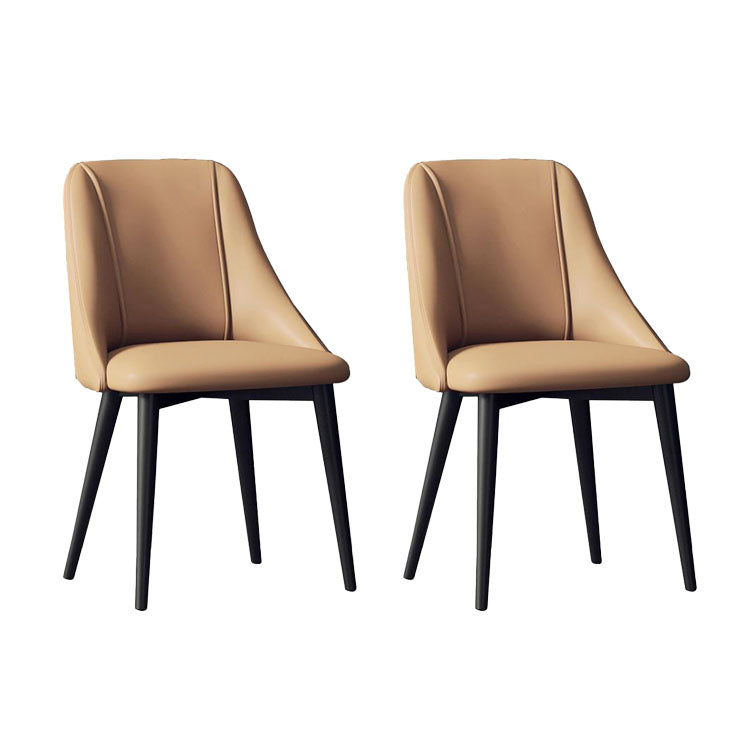 Silla de comedor de cuero de estilo nórdico, sillas de comedor de metal sin brazos para uso doméstico