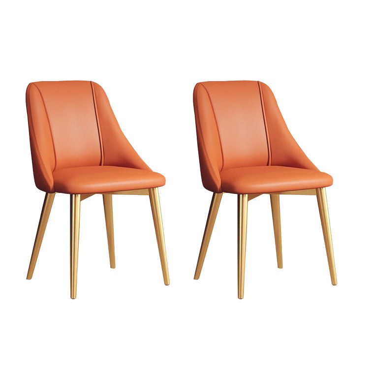 Silla de comedor de cuero de estilo nórdico, sillas de comedor de metal sin brazos para uso doméstico