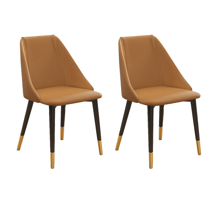 Silla de comedor de cuero de estilo nórdico, sillas de comedor de metal sin brazos para uso doméstico