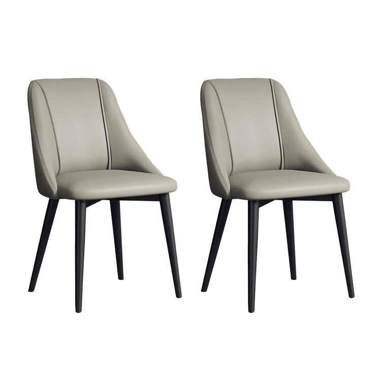 Silla de comedor de cuero de estilo nórdico, sillas de comedor de metal sin brazos para uso doméstico