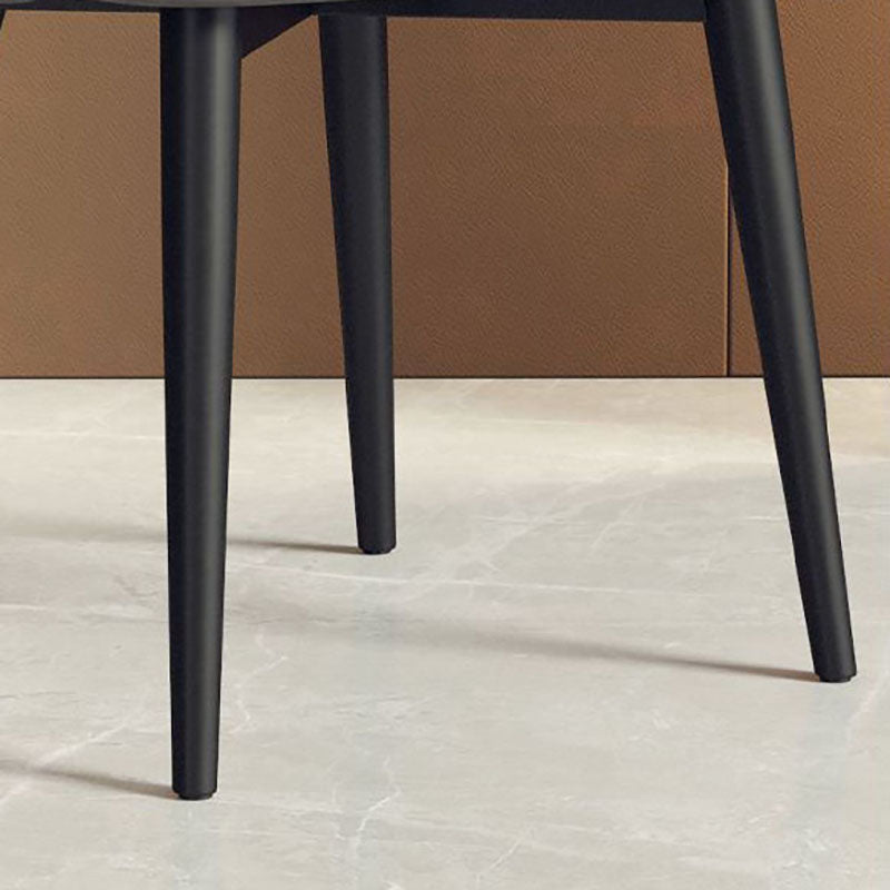 Silla de comedor de cuero de estilo nórdico, sillas de comedor de metal sin brazos para uso doméstico