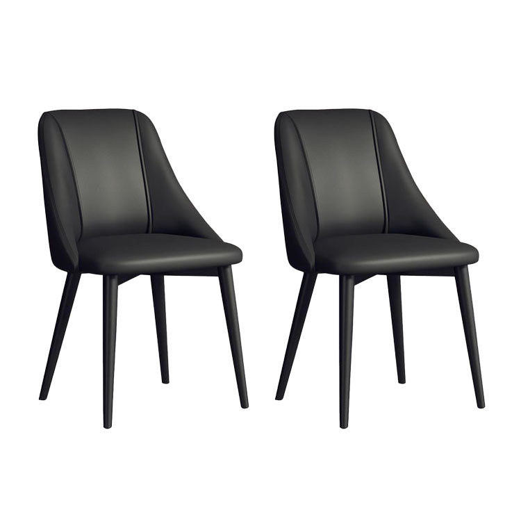Silla de comedor de cuero de estilo nórdico, sillas de comedor de metal sin brazos para uso doméstico
