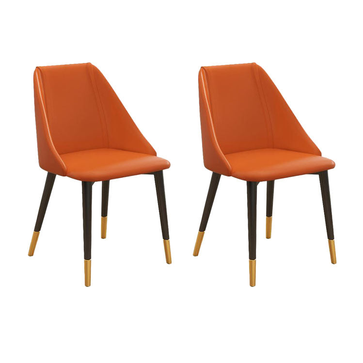Silla de comedor de cuero de estilo nórdico, sillas de comedor de metal sin brazos para uso doméstico