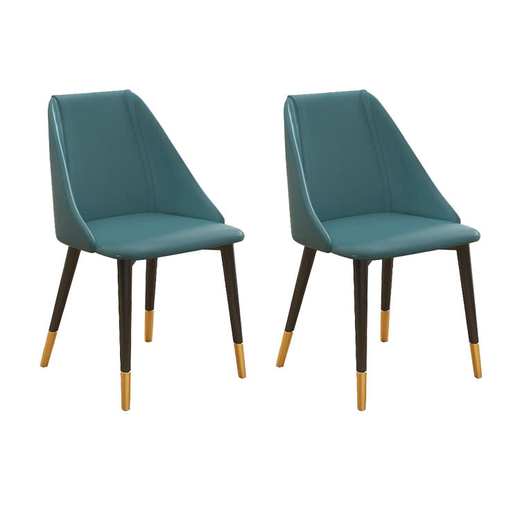 Silla de comedor de cuero de estilo nórdico, sillas de comedor de metal sin brazos para uso doméstico