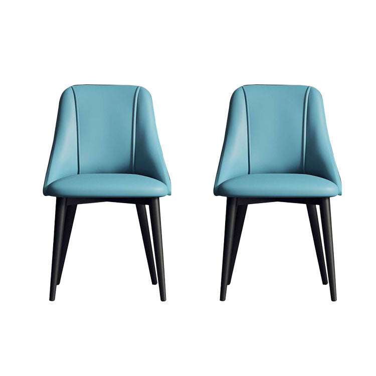 Silla de comedor de cuero de estilo nórdico, sillas de comedor de metal sin brazos para uso doméstico