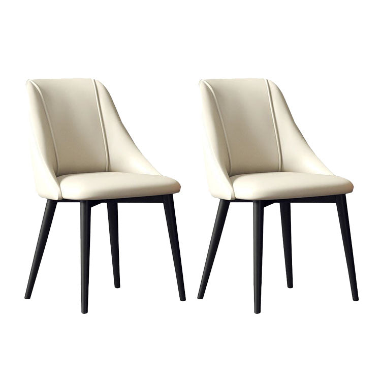 Silla de comedor de cuero de estilo nórdico, sillas de comedor de metal sin brazos para uso doméstico