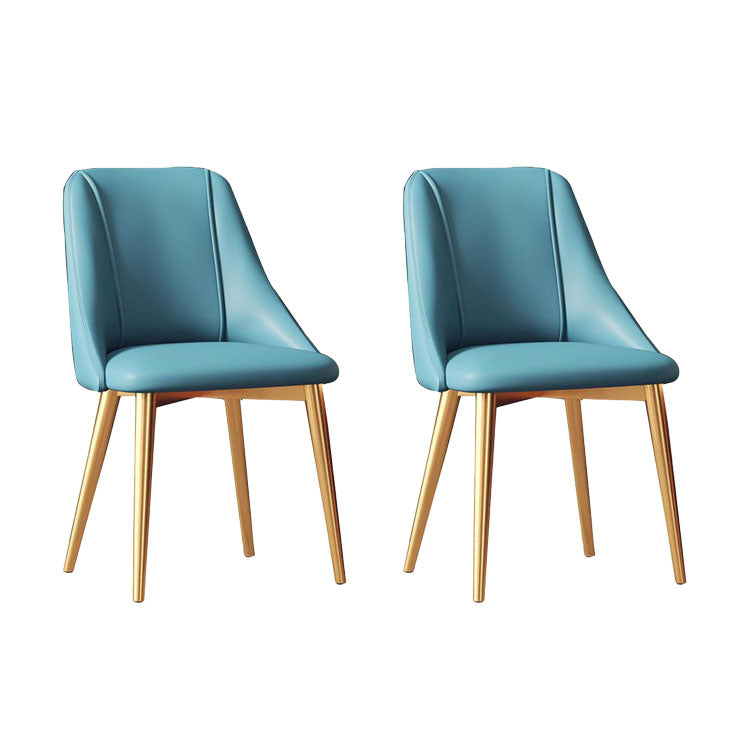 Silla de comedor de cuero de estilo nórdico, sillas de comedor de metal sin brazos para uso doméstico