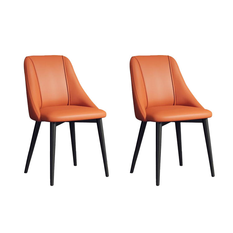 Silla de comedor de cuero de estilo nórdico, sillas de comedor de metal sin brazos para uso doméstico