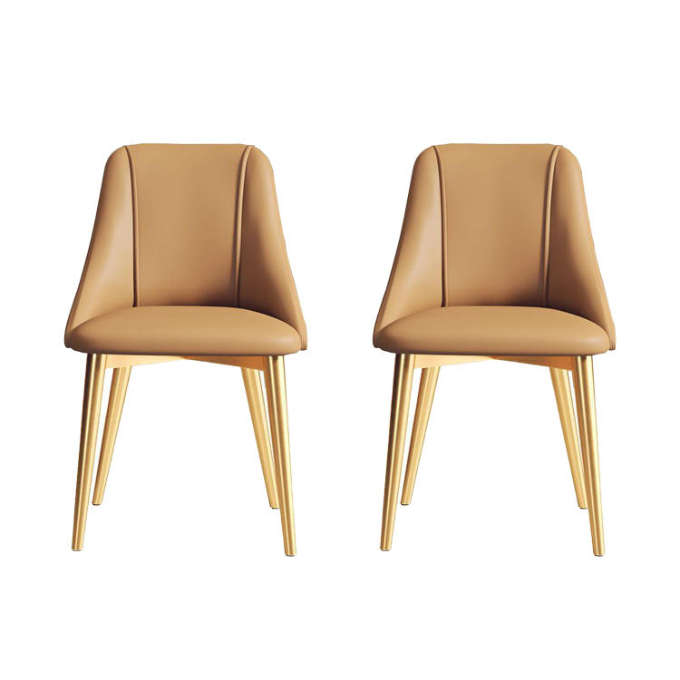 Silla de comedor de cuero de estilo nórdico, sillas de comedor de metal sin brazos para uso doméstico