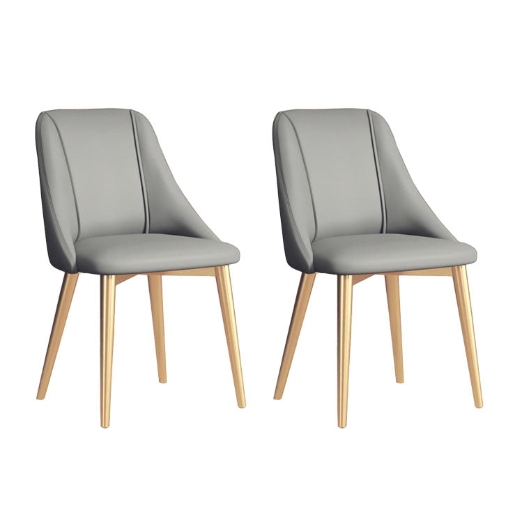Silla de comedor de cuero de estilo nórdico, sillas de comedor de metal sin brazos para uso doméstico