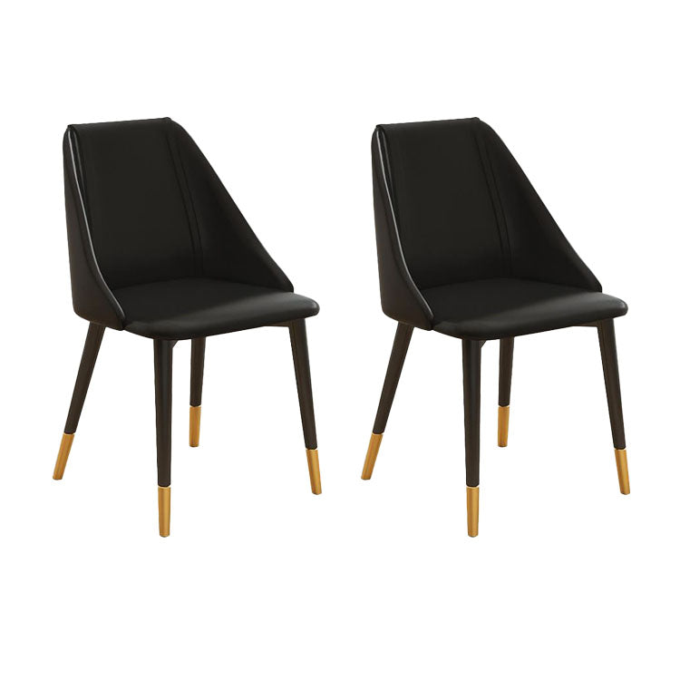 Silla de comedor de cuero de estilo nórdico, sillas de comedor de metal sin brazos para uso doméstico