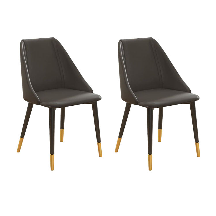 Silla de comedor de cuero de estilo nórdico, sillas de comedor de metal sin brazos para uso doméstico