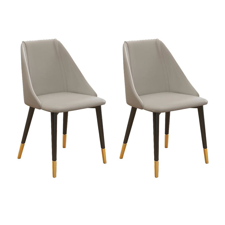 Silla de comedor de cuero de estilo nórdico, sillas de comedor de metal sin brazos para uso doméstico