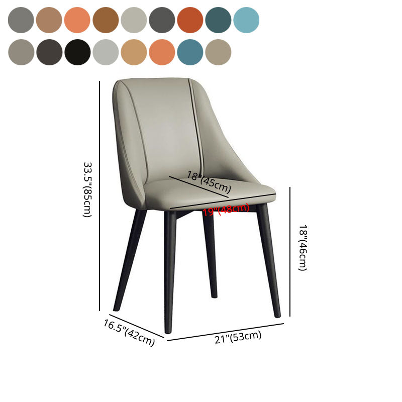 Silla de comedor de cuero de estilo nórdico, sillas de comedor de metal sin brazos para uso doméstico