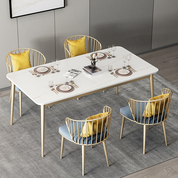 1/5/7 Pcs Metal Glam Dining Table Set with Rectangle Table Dinette Set
