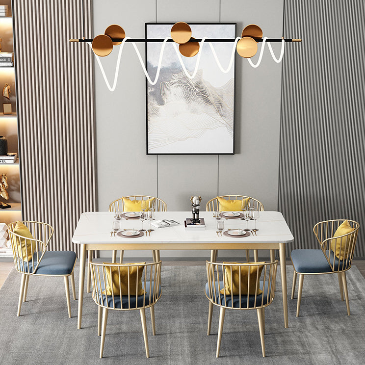 1/5/7 Pcs Metal Glam Dining Table Set with Rectangle Table Dinette Set