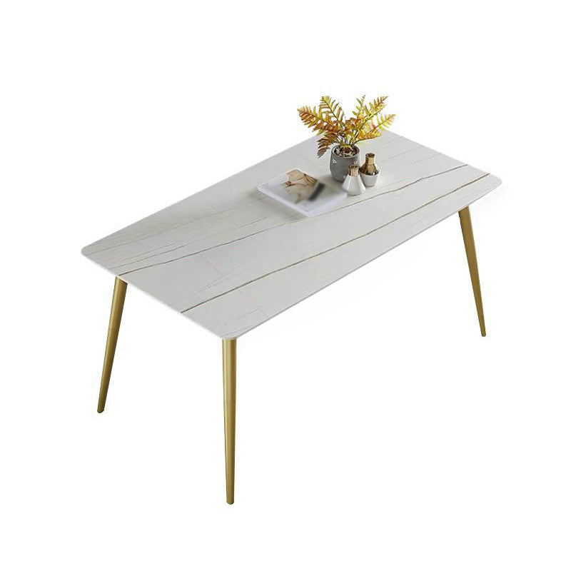 1/4/5/7 Pcs Metal Glam Dining Room Set with Rectangle Table and Leather Chairs Dining Set