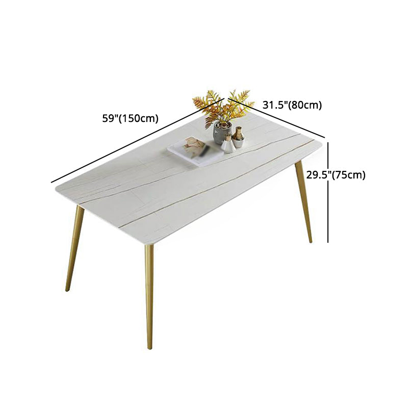 1/4/5/7 Pcs Metal Glam Dining Room Set with Rectangle Table and Leather Chairs Dining Set