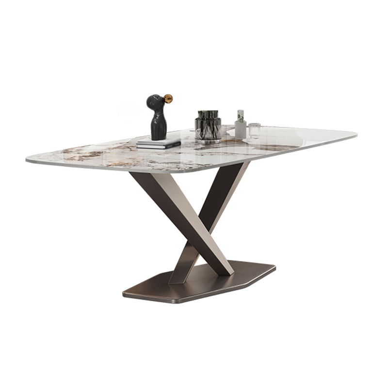 Luxury 1/4/5/6/7 Pieces Dining Set Sintered Stone Dining Table Set with Leather Chairs