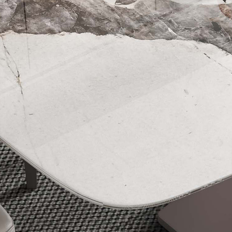 Luxury 1/4/5/6/7 Pieces Dining Set Sintered Stone Dining Table Set with Leather Chairs