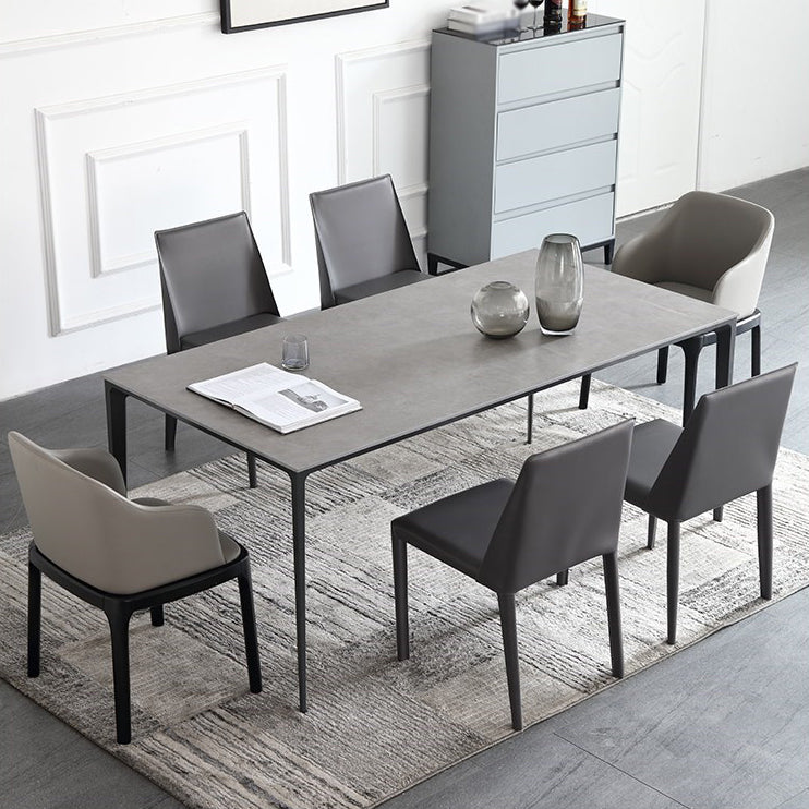 1/3/4/5/7 Pieces Modern Dining Set with Grey Top Table and Leather Chairs Dinette Set